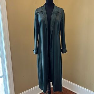 ZARA WOMEN- Long Green Silk Button Down Dress- Size L